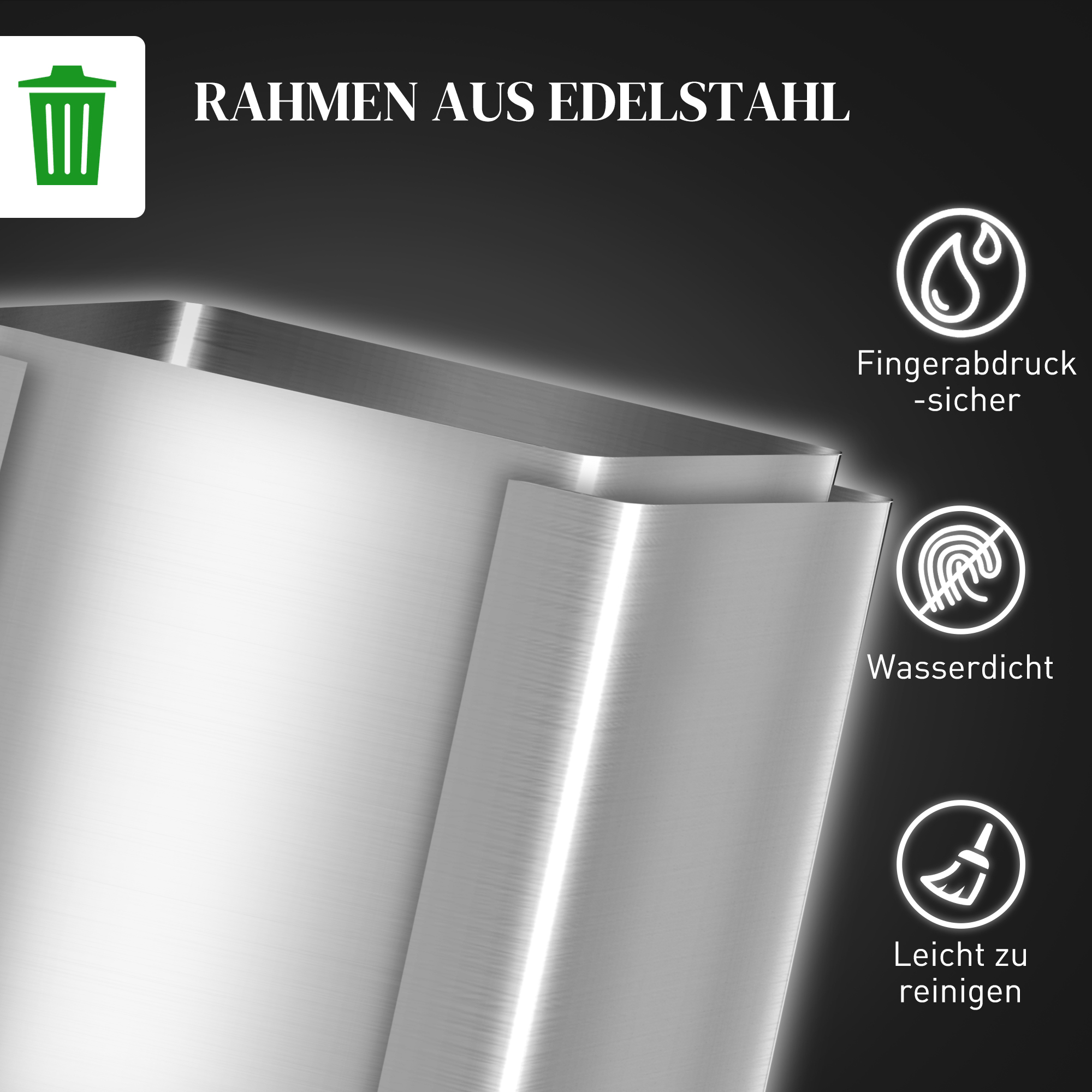 2x 20l Doppelmülleimer, Pedalöffnung, leicht zu reinigen, Edelstahl, Kunststoff, Silber