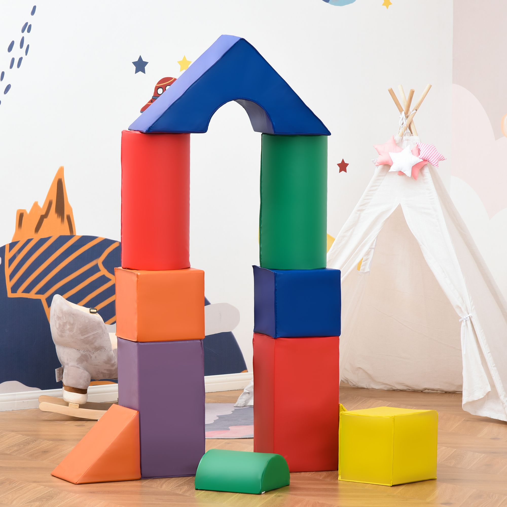 große Spielklötze für Kinder, 11-teiliges Set, für Kinder 1-3 Jahre, Schaumstoff, Bunt