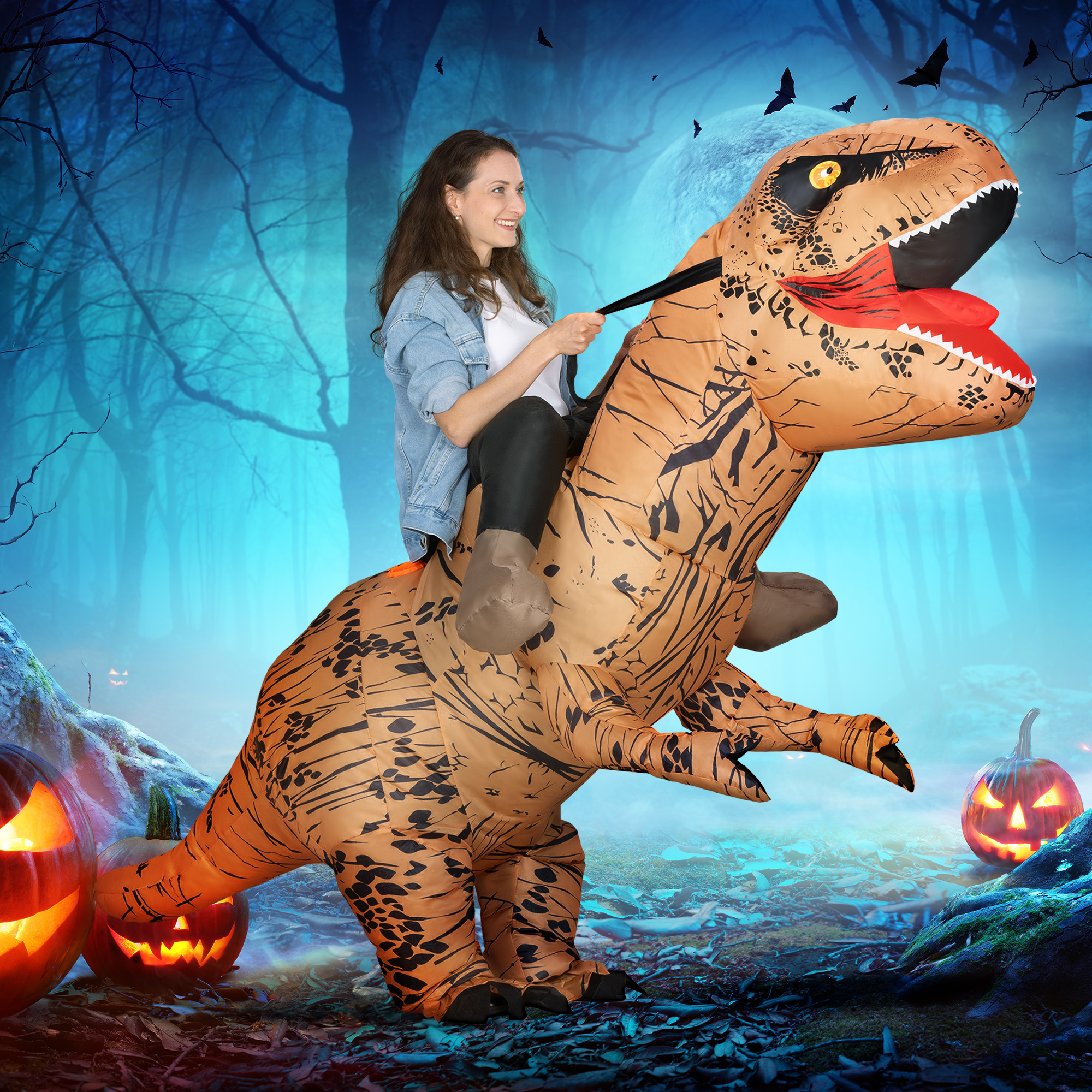 Aufblasbares Dinosaurier Kostüm für Erwachsene Dino T-Rex Kostüme lustig Halloween Karneval Party
