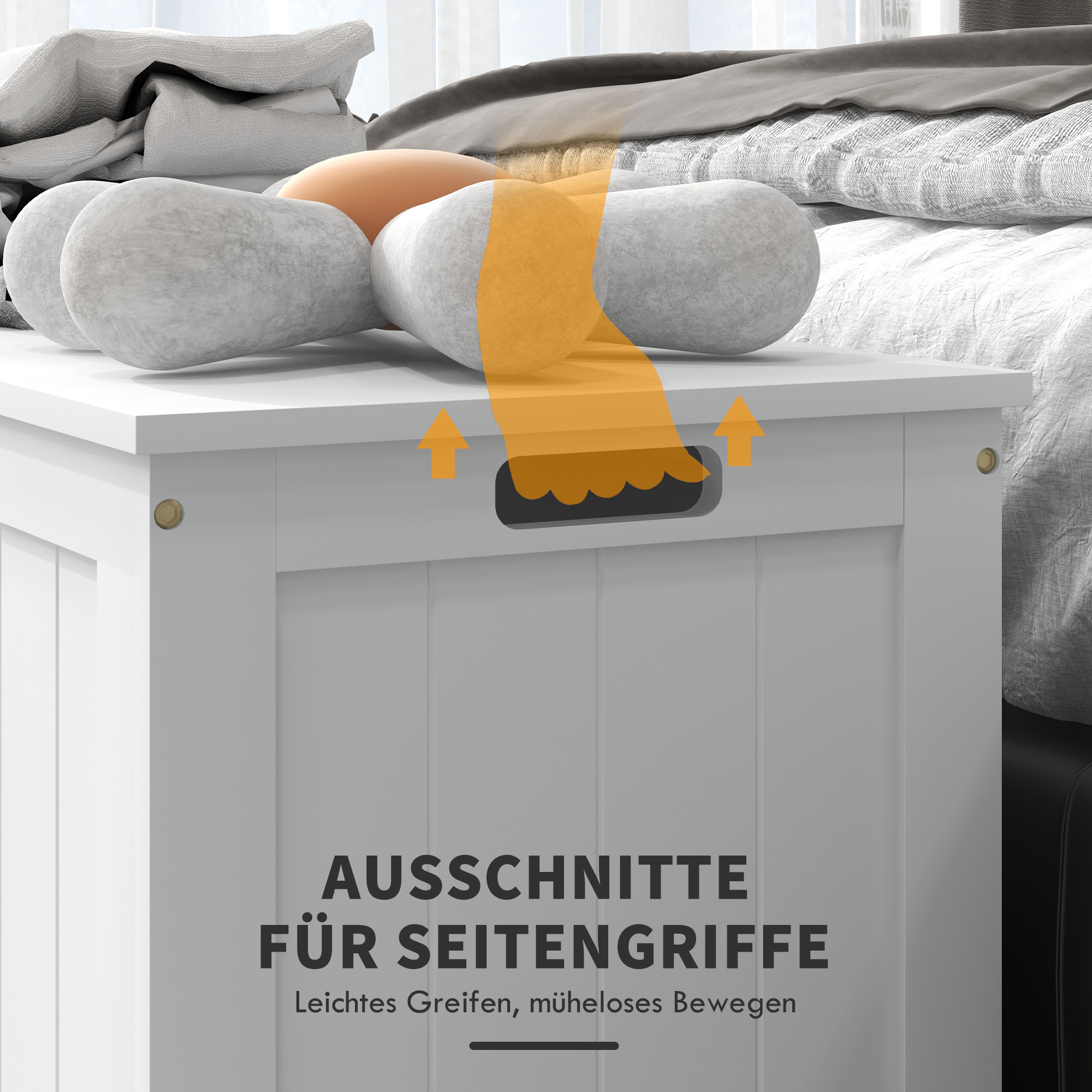 Aufbewahrungsbox Aufbewahrunskiste Spielzeugtruhe, MDF, 2 Griffe, 81 x 40 x 46 cm, Weiß