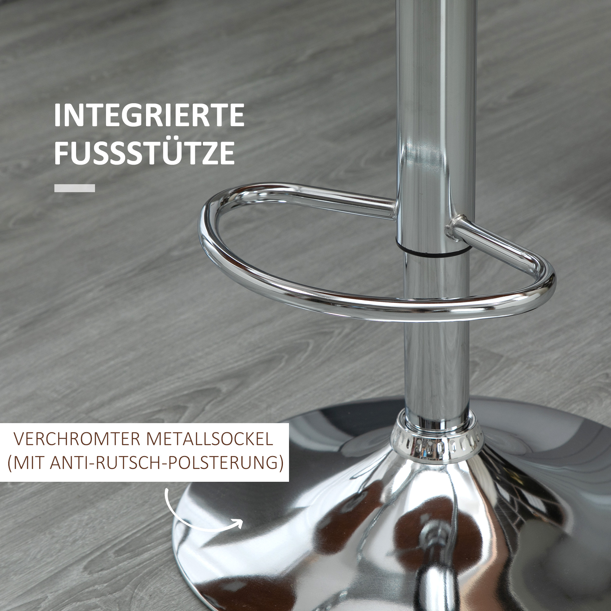2er-Set Barhocker, höhenverstellbar, Metallgestell, drehbarer Sitz, Cremeweiß