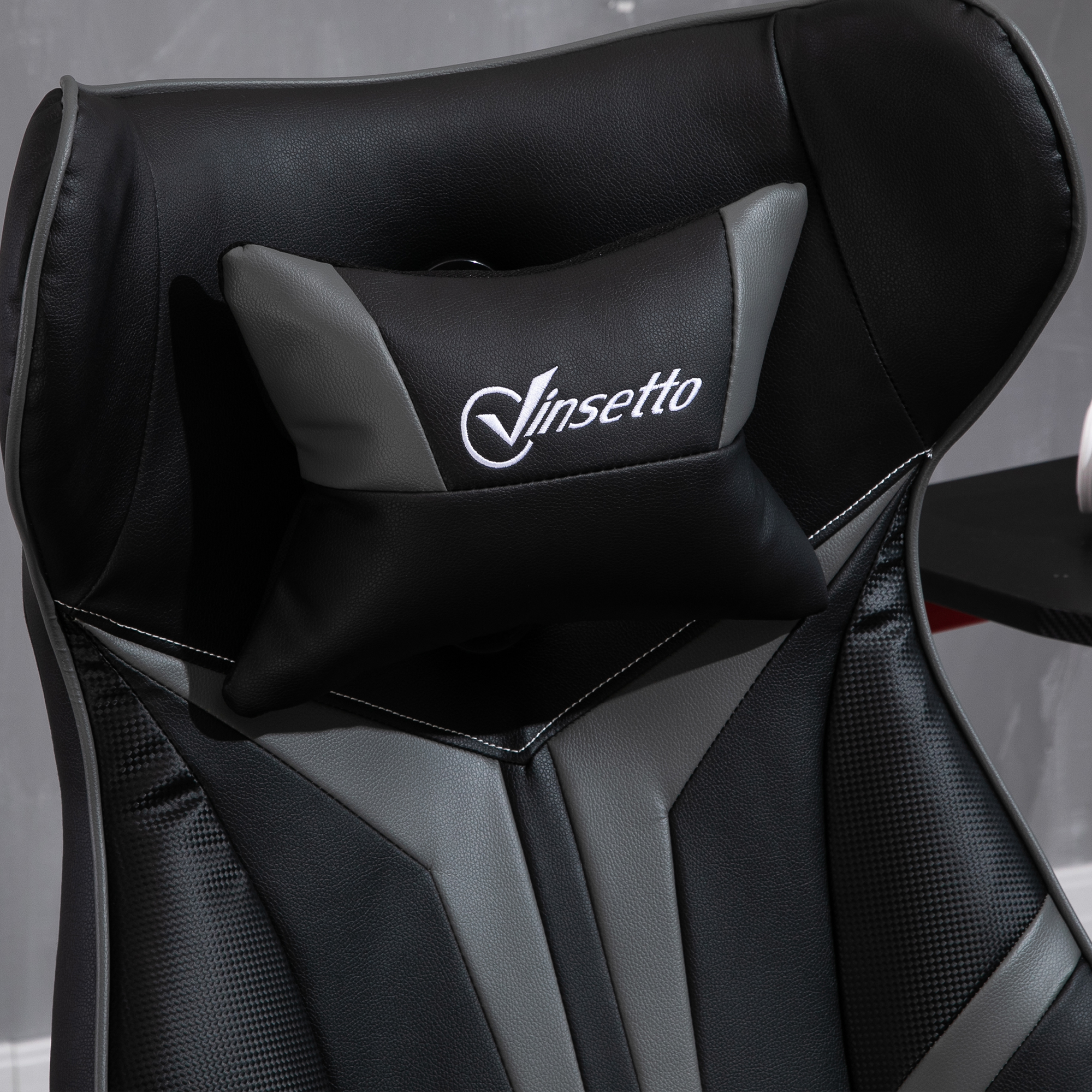 Gaming Stuhl ergonomischer Computerstuhl mit Wippfunktion Drehstuhl höhenverstellbar Stahl Schwarz+Grau 67 x 70 x 106-112 cm