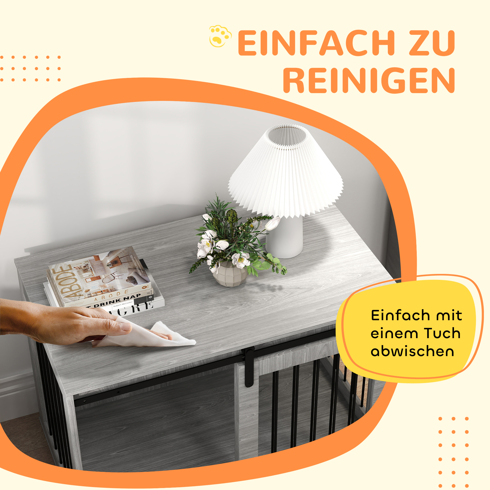 Hundebox mit Schiebetür, Belüftung, Spanplatte und Stahl, 98 x 58 x 61 cm, Grau