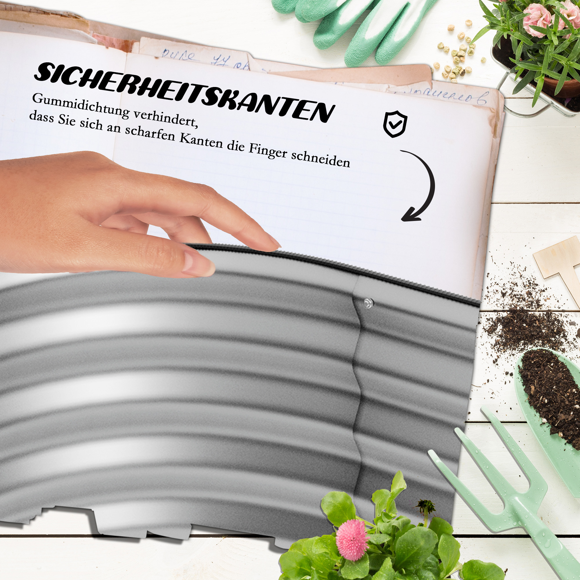 Hochbeet aus Metall, 2 Etagen, witterungsfest, offener Boden, 120 x 90 x 30cm, Farbe: Silber