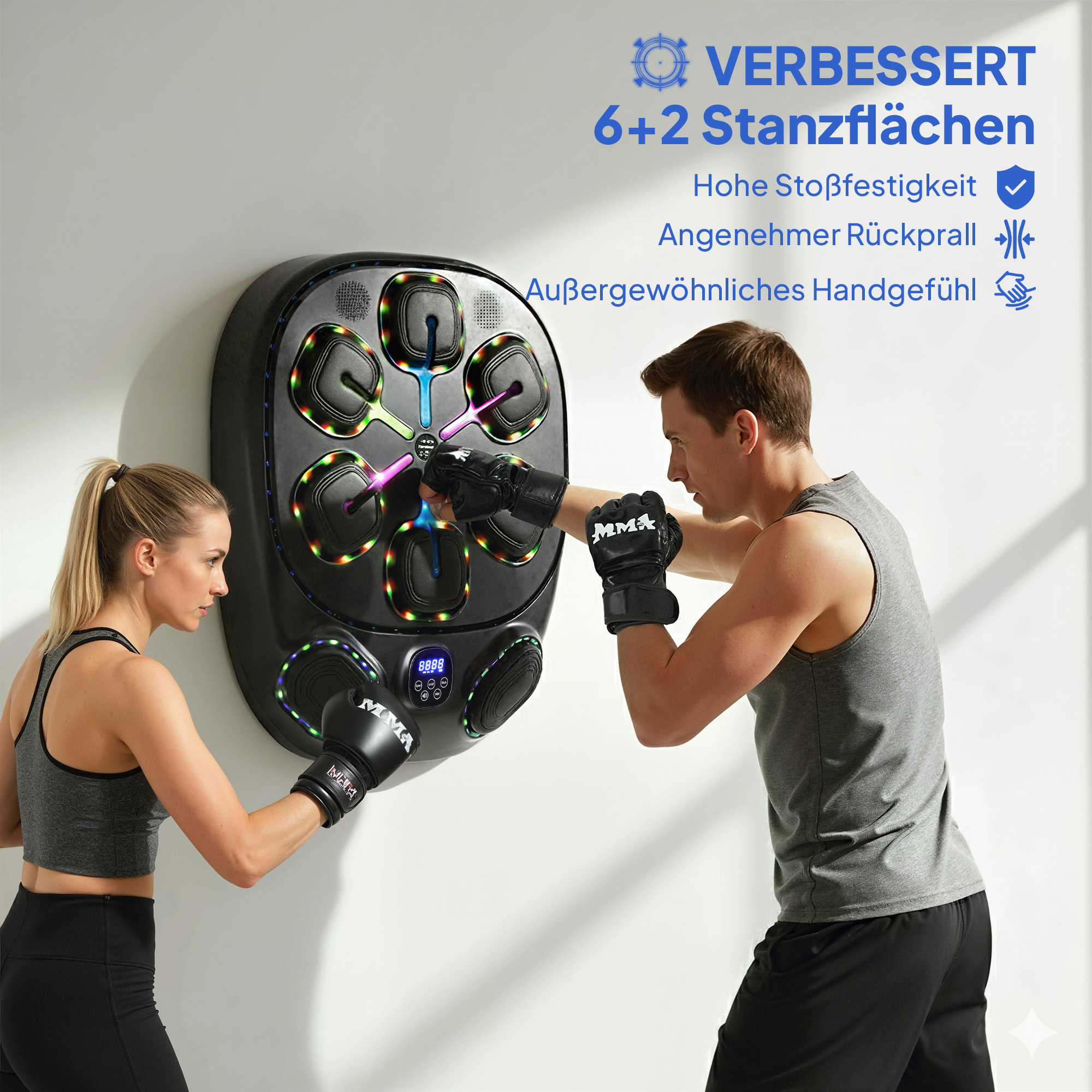 Music Boxing Machine, elektronische LED Boxmaschine mit Doppel Schlagzonen Bluetooth Handschuhen 9 Geschwindigkeit