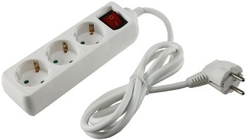 Schutzkontakt-Steckdosenleiste 3-fach, 3600W, 1,4mKabel, mit Schalter, weiß