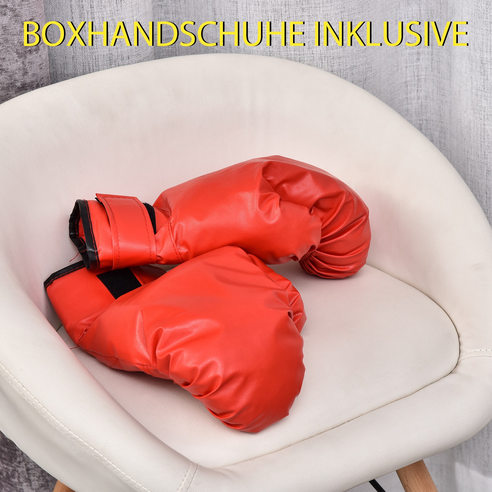 Punchingball-Set, Box-Trainingsset, 136-154 cm höhenverstellbar, mit 1 Paar Handschuhe, Geeignet für Profis und Anfänger