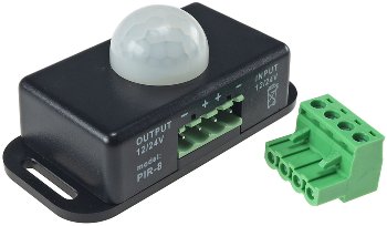 Bewegungsmelder 12-24V=, 6A, IP20, bis 8m Reichweite, 60°, 1-10min