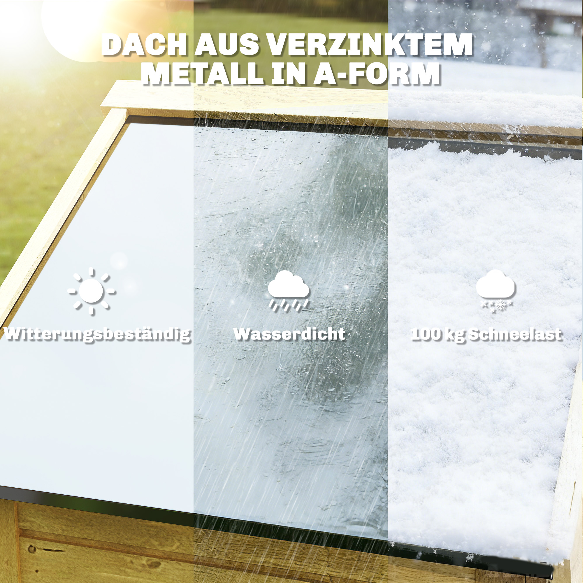 Gartenschrank Holz extra hohe Geräteschuppen mit verstellbar Ablage magnetisch Tür galvanisiert Dach Belüftung