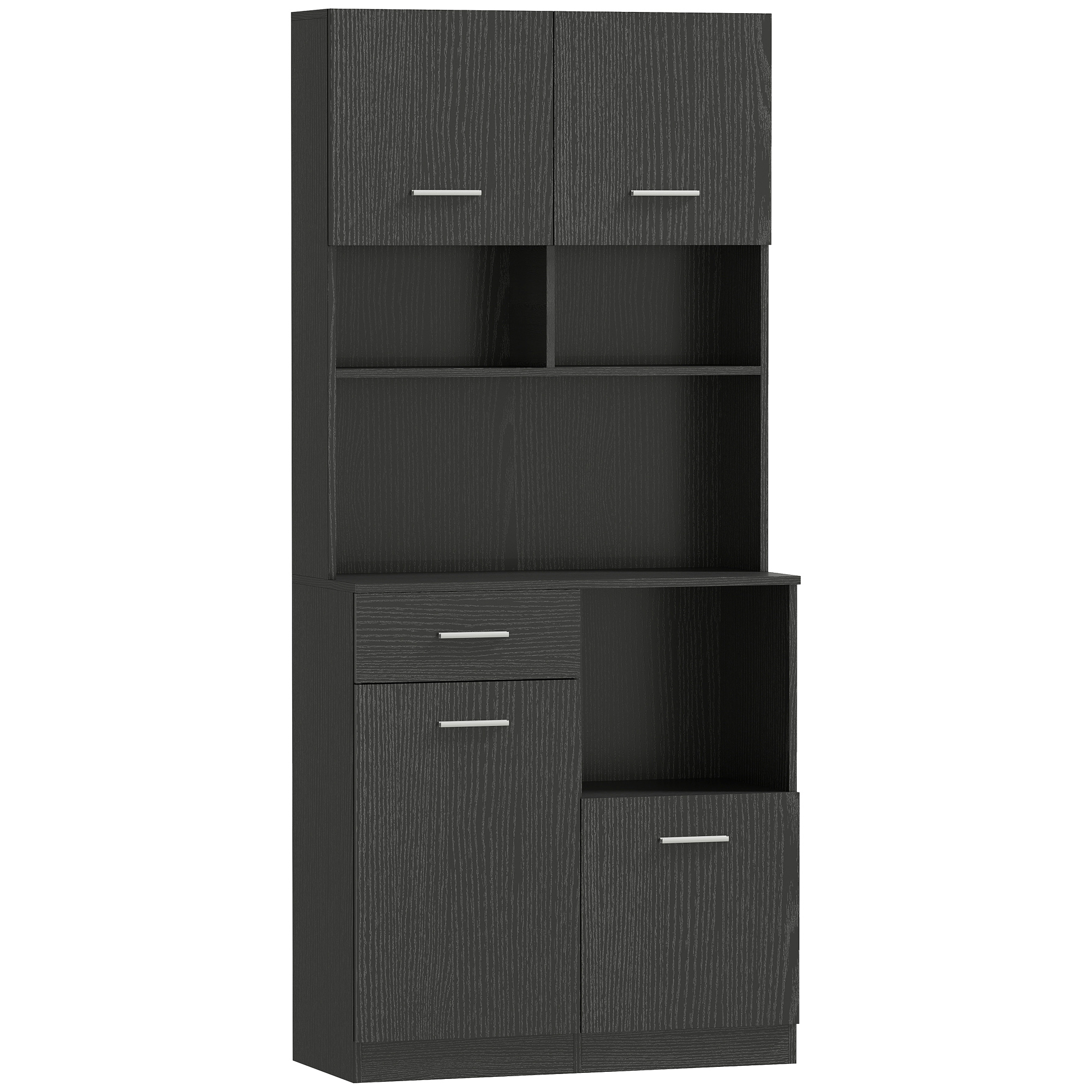 Küchenschrank, Buffet mit Schublade, Soft-Close Türen, 80 x 35 x 180 cm, Schwarz