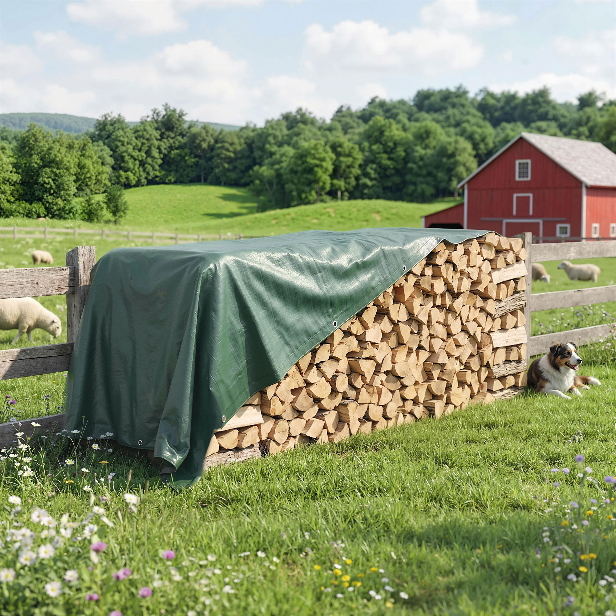 Abdeckplane wasserdicht 4 x 6 m 90g/m² Gewebeplane Reißfeste UV-stabil mit verstärkten Ösen UV-stabil Grün