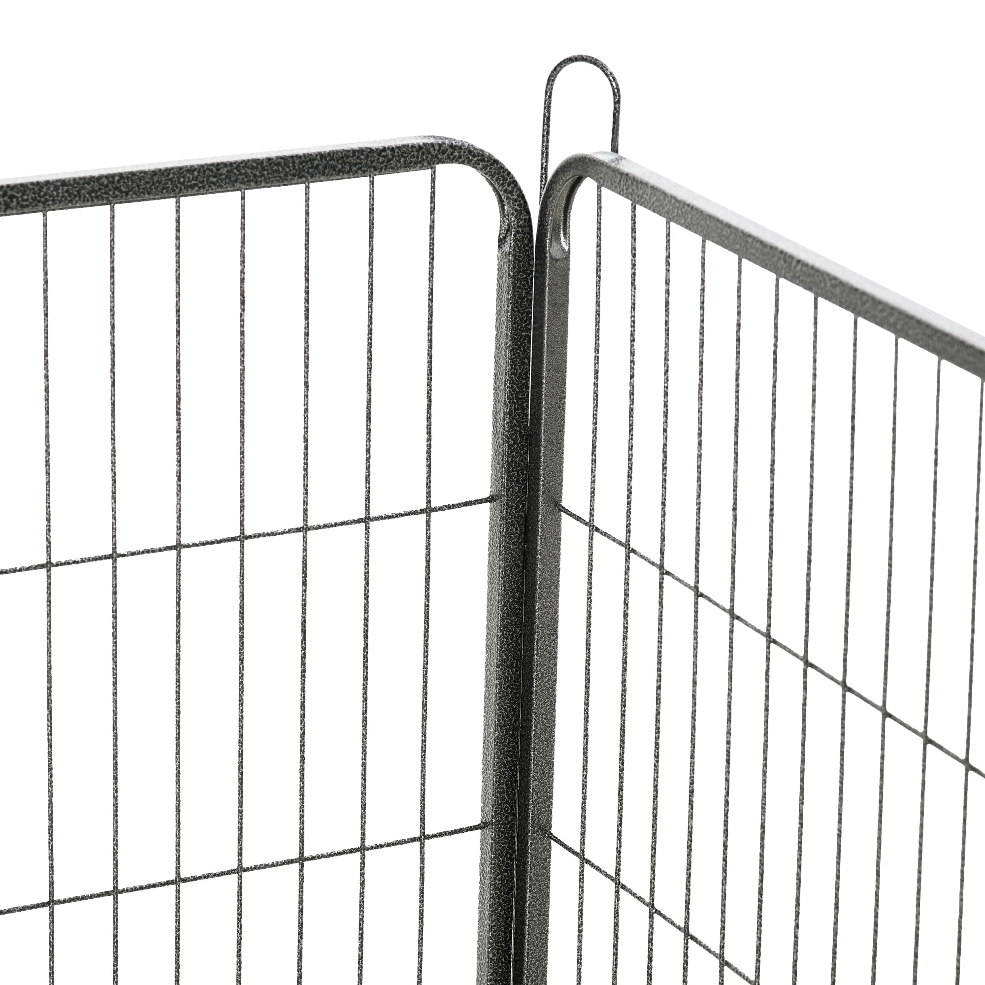 Welpenauslauf Freigehege 16 Segmente 60 cm Hoch Laufstall für Haustier welpengitter Zaun Laufgitter Laufstall Hundegehege Outdoor Gitter Welpen gestaltbar mit 2 Tür Stahl Grau