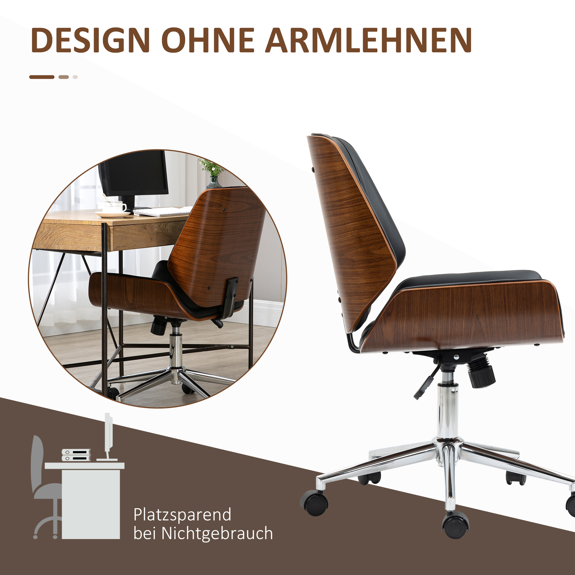 Schreibtischstuhl Computerstuhl, Wippfunktion, höhenverstellbar, Schwarz + Silber