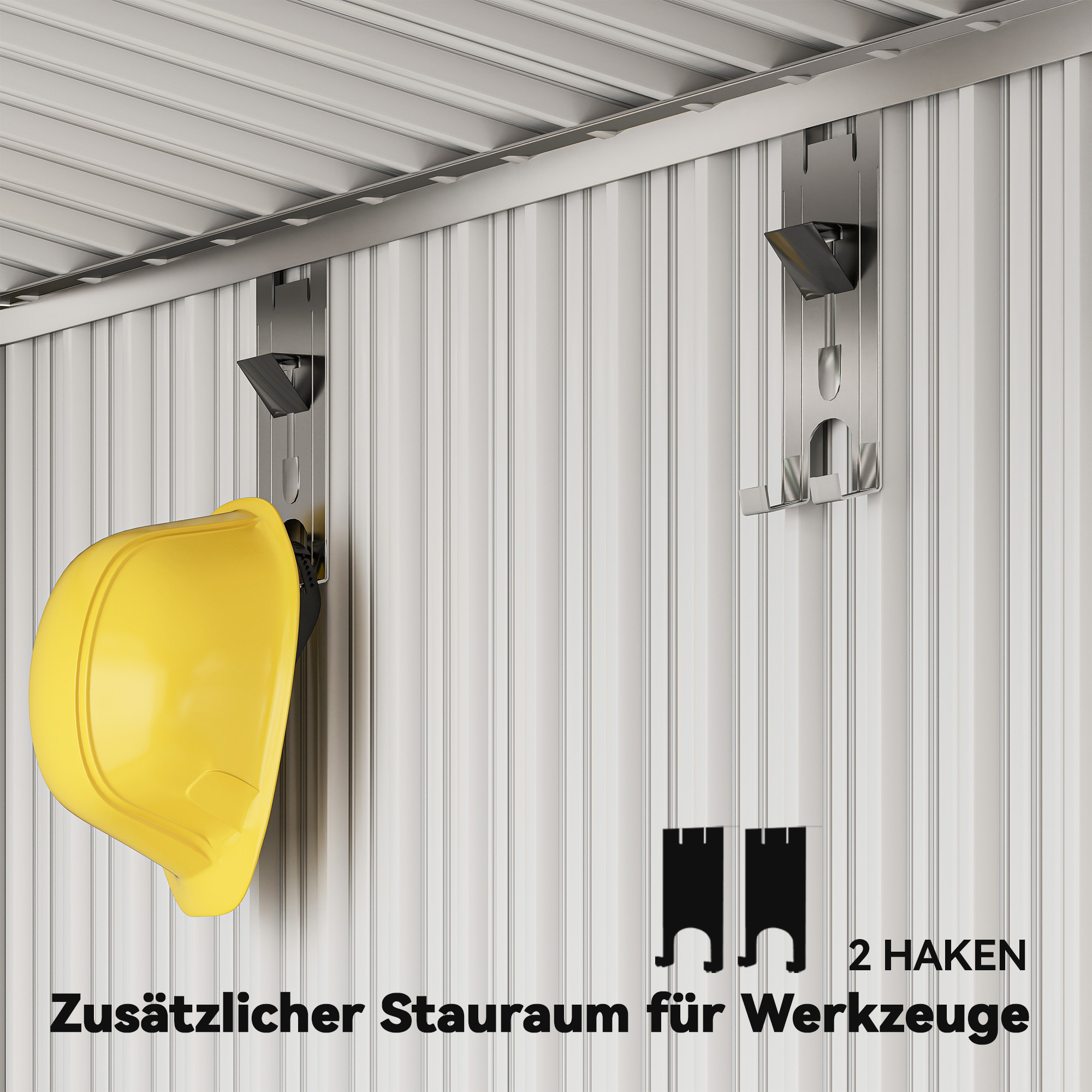 Gartenschuppen, Geräteschuppen mit Fenstern, Lüftungsöffnungen, Schiebetür, wasserdichter Stahl, wetterfest, Dunkelgrau