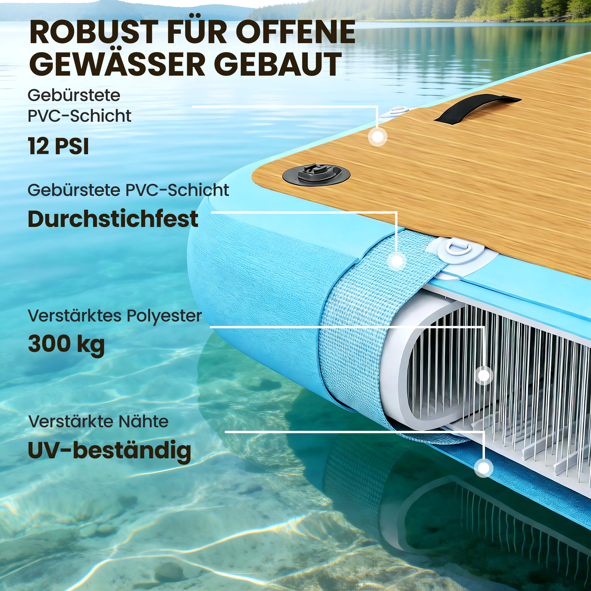 aufblasbares Dock Schwimmdock 2,4x1,8m Aufblasbar Schwimmende Plattform 4-6 Personen mit Rutschfest Oberfläche Leiter