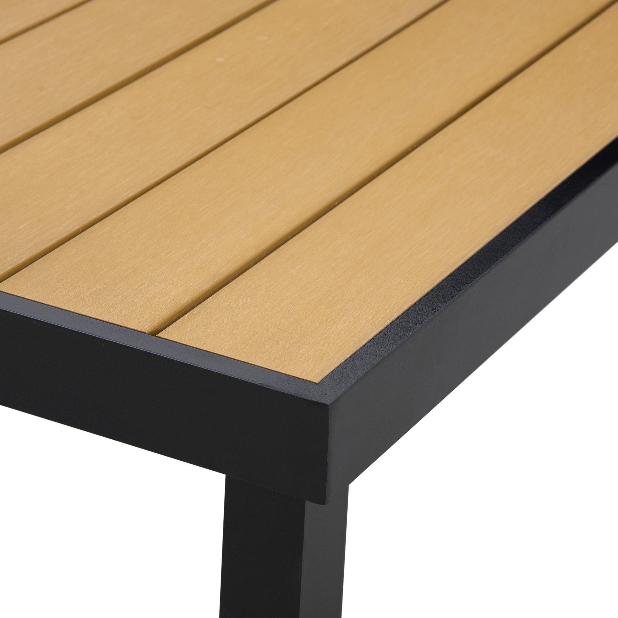 Gartentisch für 8 Personen Esstisch Aluminiumtisch Gartenmöbel Loungemöbel pflegeleicht Kunststoff Natur+Schwarz 190 x 90 x 74 cm