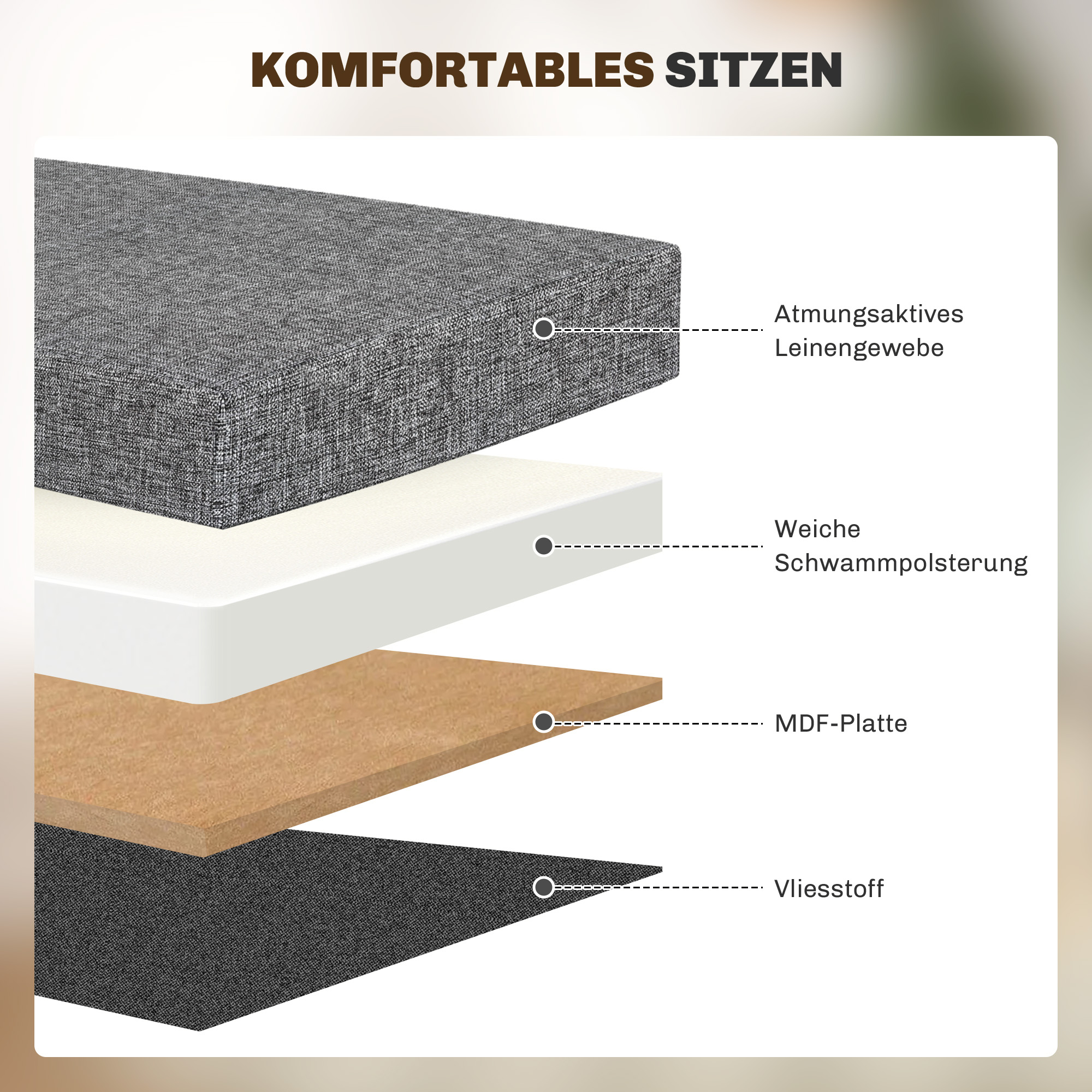 Fußhocker mit Stauraum, faltbares Design, weiche Polsterung, für Flur, Wohnzimmer, Schlafzimmer, Dunkelgrau