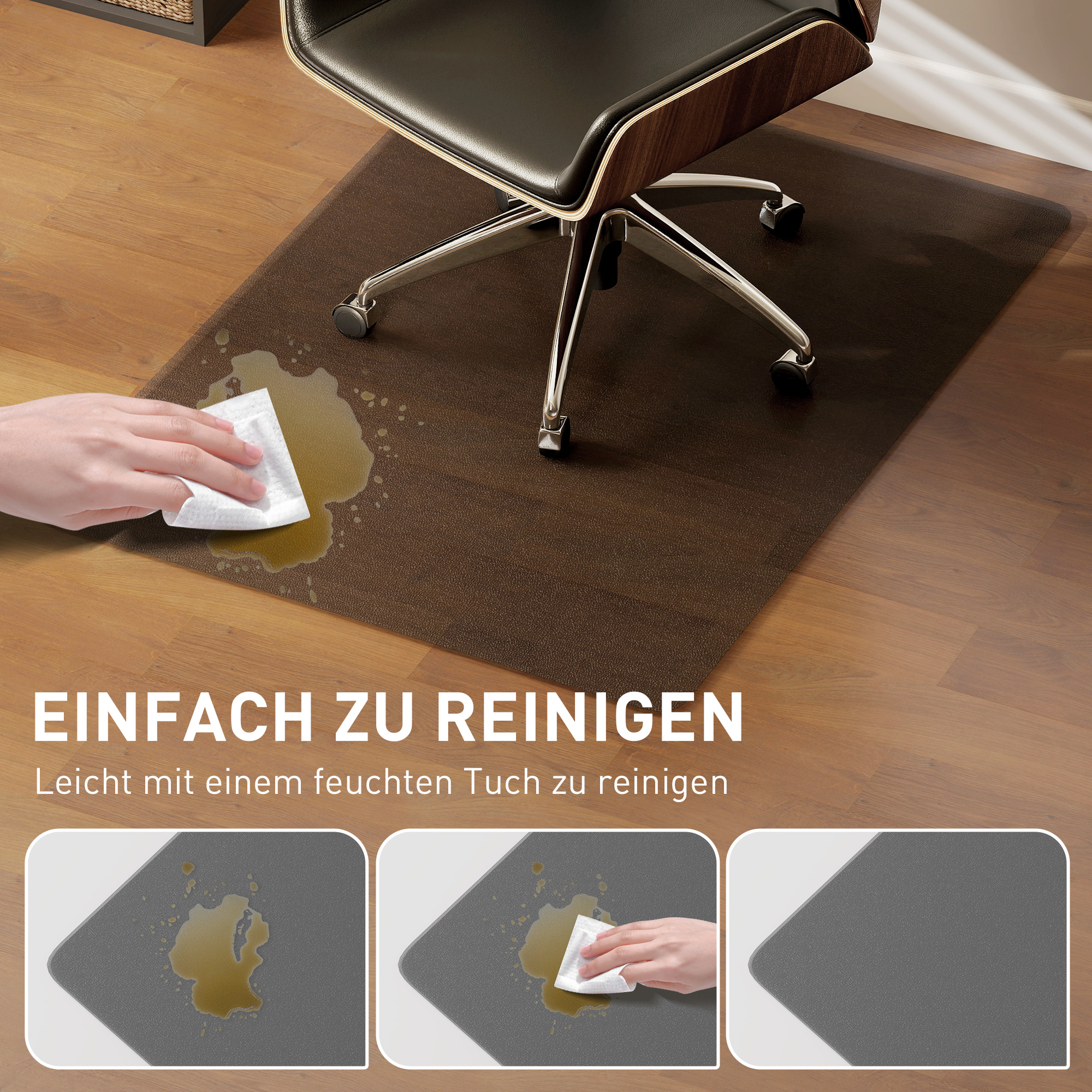 Bodenschutzmatte, rutschfest, 1,5mm dick, 90x120cm, Transparent