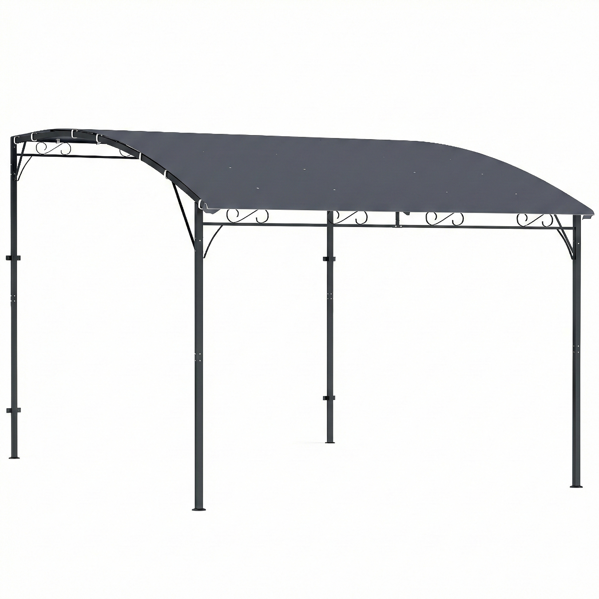 Anbaupavillon Pergola mit Metallgestell Dach, wetterfest wandmontiert Pavillon Vordach 2,86 x 3,84 x 2,52 m Grau