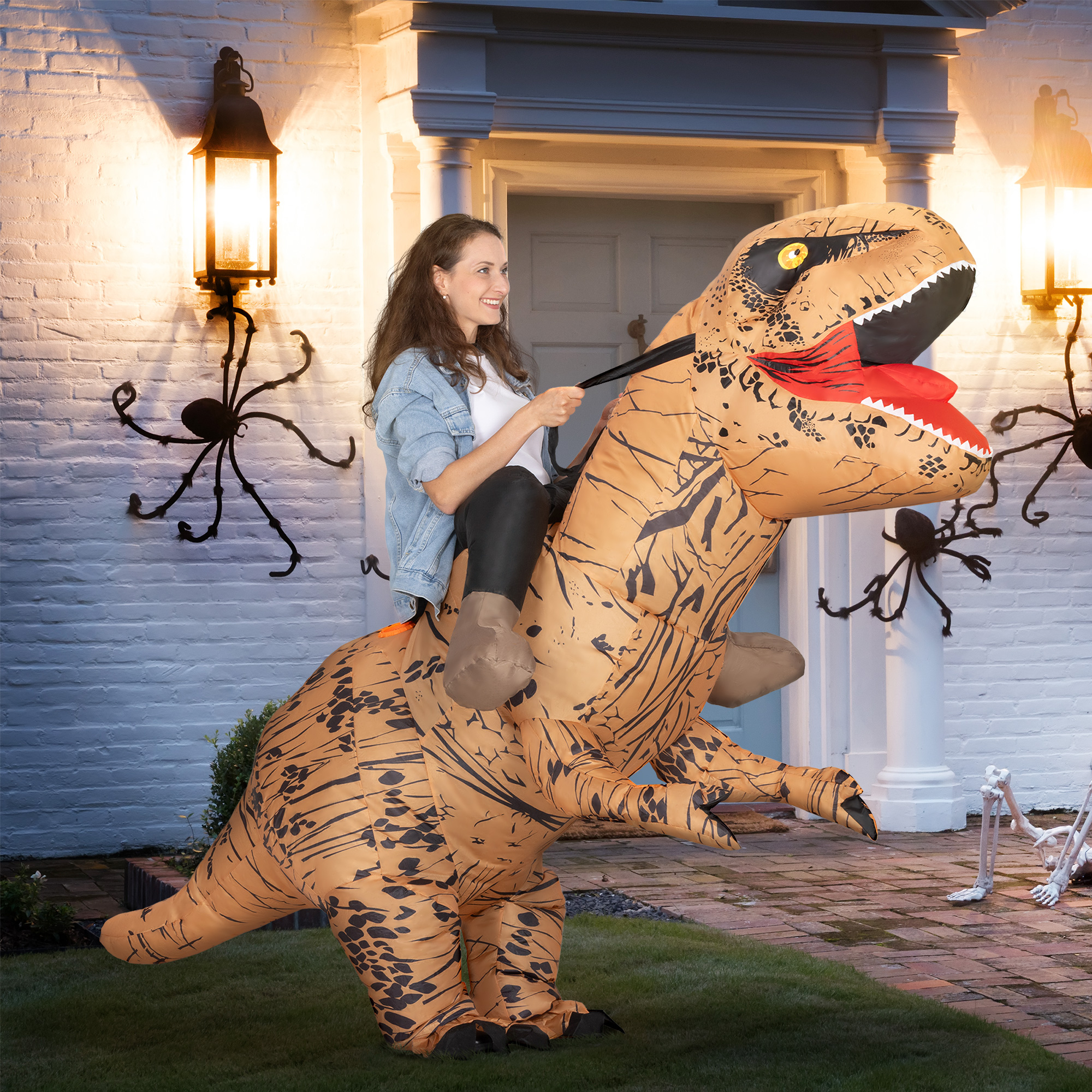 Aufblasbares Dinosaurier Kostüm für Erwachsene Dino T-Rex Kostüme lustig Halloween Karneval Party