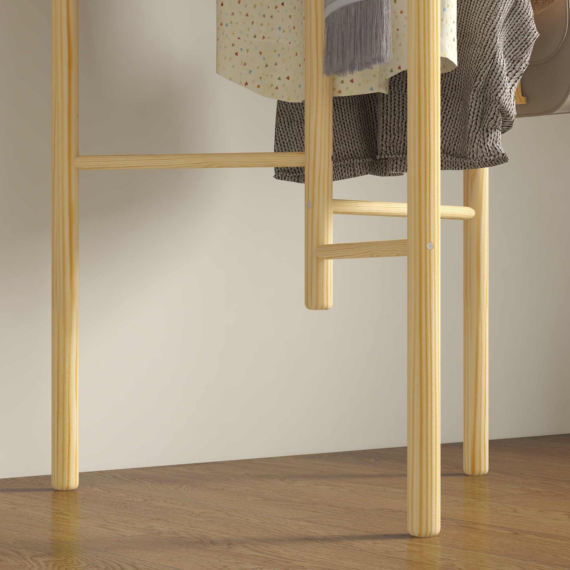 Kleiderständer, platzsparend, 5 kg Belastung, 62x52,5x160cm, Natur