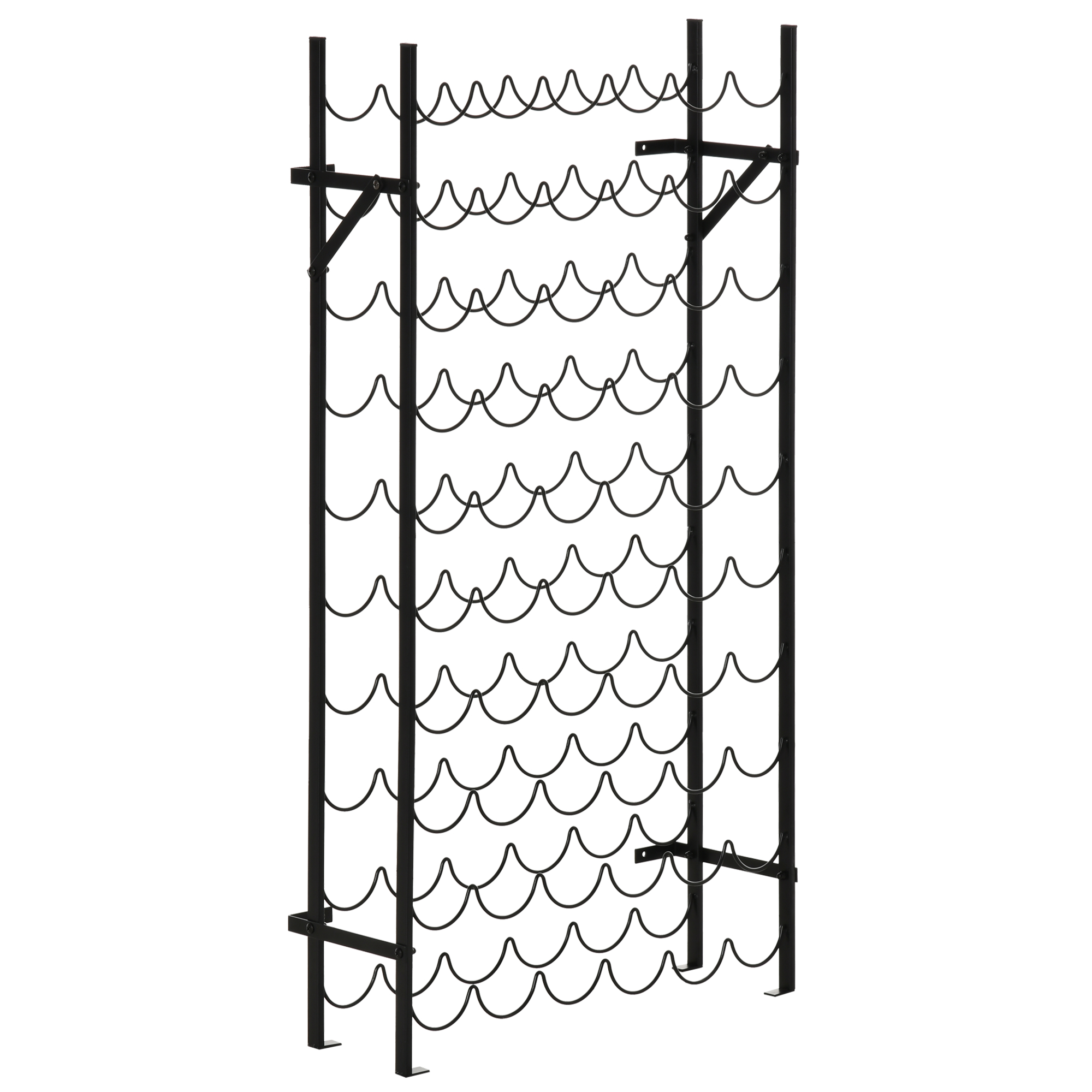 Weinregal für 60 Flaschen Flaschenregal Metall Flaschenhalter 63 x 20,5 x 118 cm Schwarz