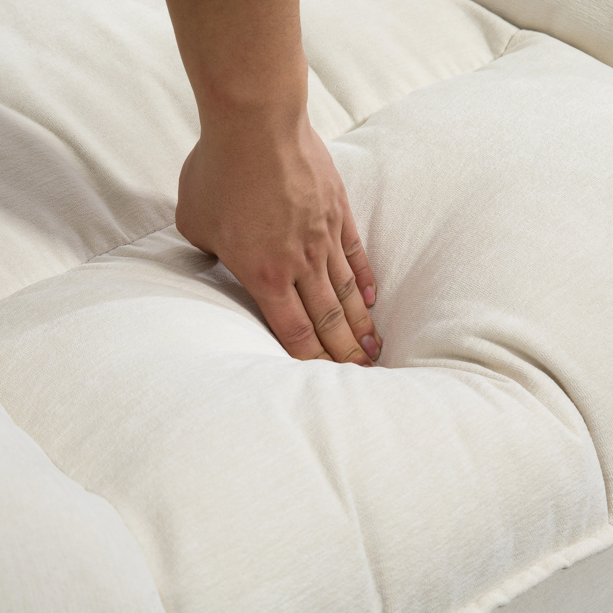 Relaxsessel, verstellbar, 104x100x102cm/164x76cm, Cremeweiß