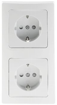 DELPHI Set 2 Steckdosen + 2-fach Rahmen / 250V~/ 16A, Steckanschluss, weiß