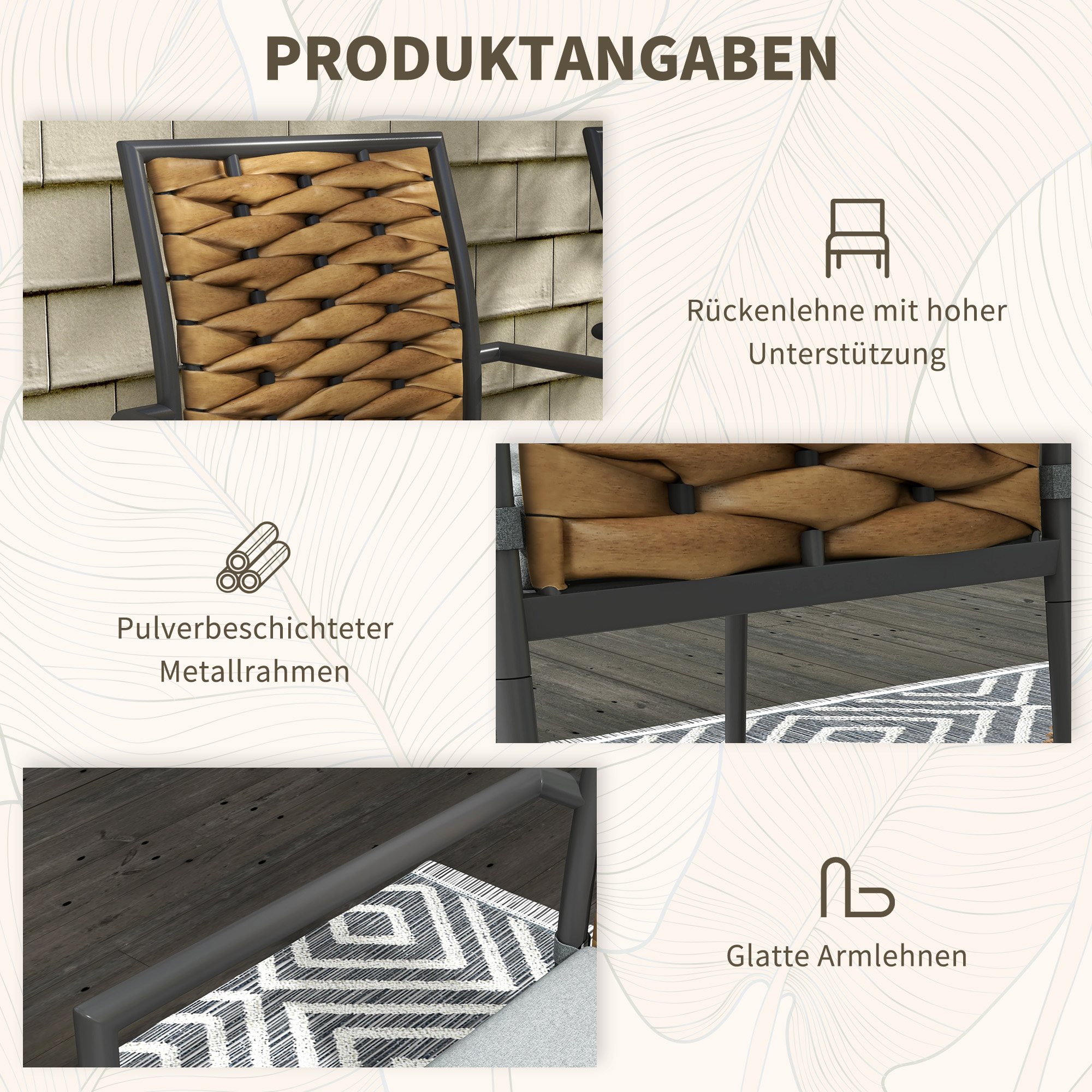 Gartenstühle Outdoor-Stühle Terrassenstühle, wetterbeständig, modernes Design, 57 x 58 x 87cm, Grau