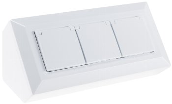 3-fach Steckdosenblock, weiß, 250V~/ 16A, Aufbaumontage mit Klappen