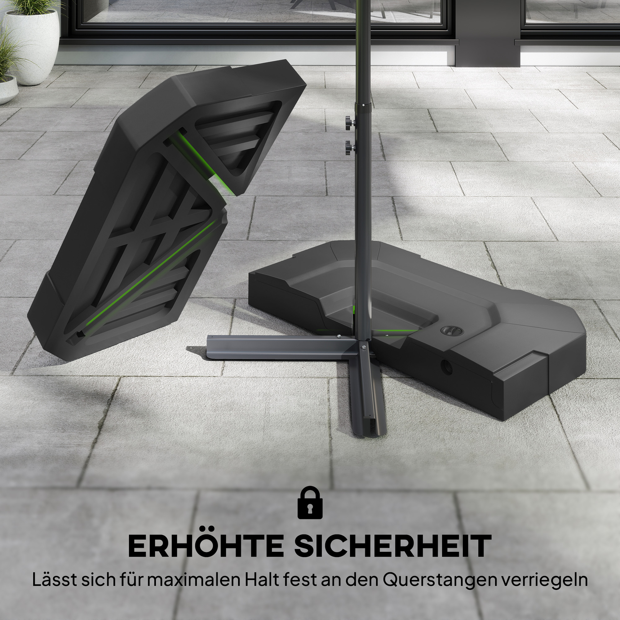 Sonnenschirmständer 2-teilig Wasserdicht Schirmgewicht, Schirmständer für Ampelschirm