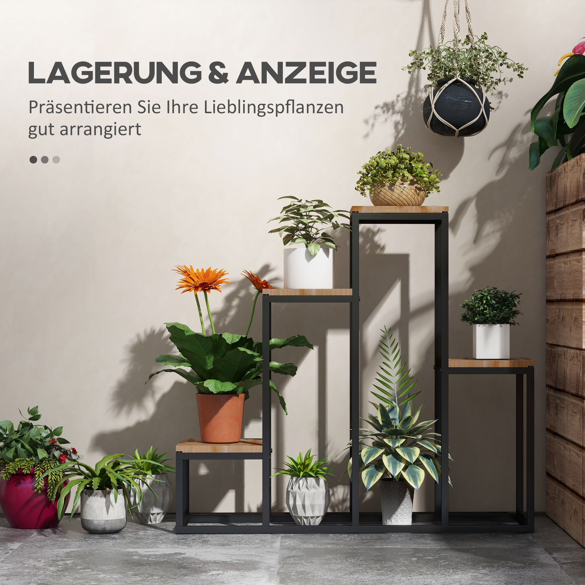 Blumenregal, 4 Etagen, Indoor & Outdoor, Metallrahmen, 80 x 20 x 74 cm