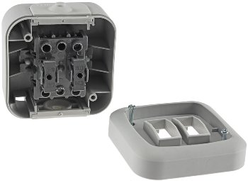 Feuchtraum Wechsel-Schalter, IP44, 250V~/ 10A, inkl. AP-Rahmen, grau