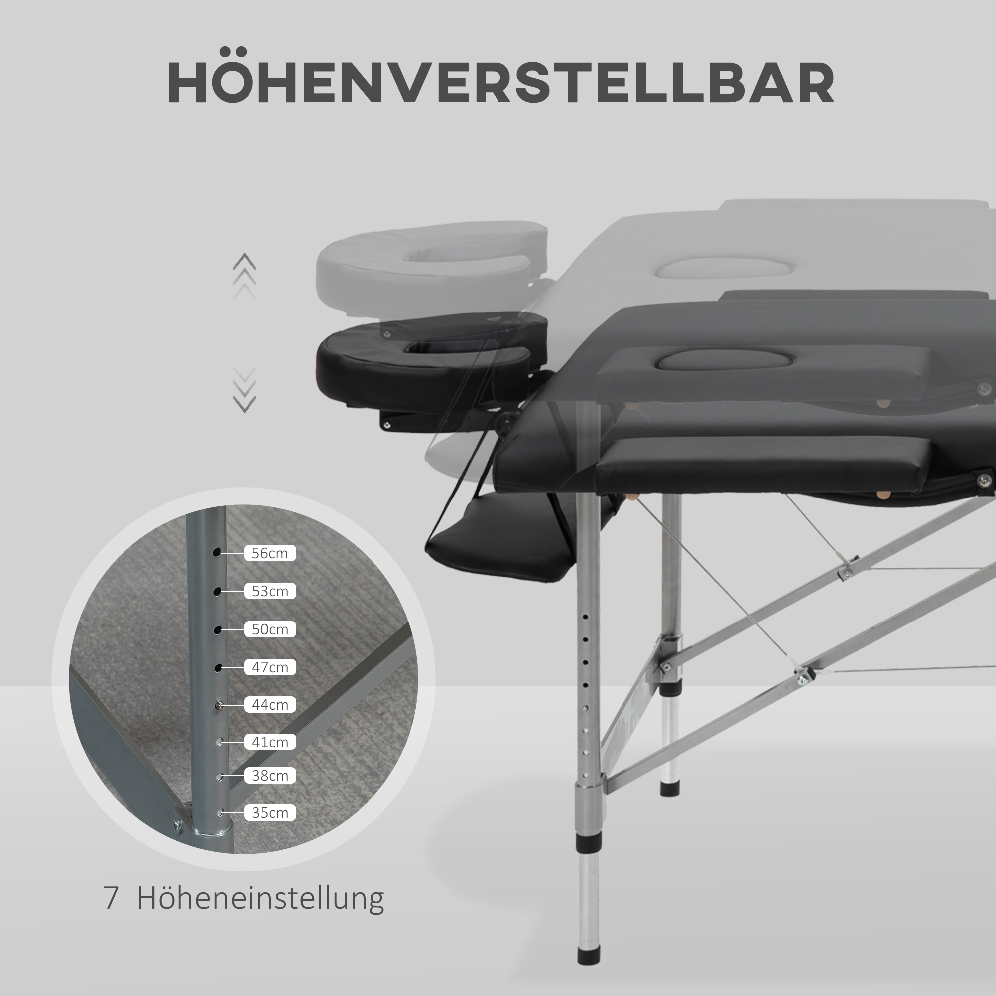 Massageliege klappbar, inkl. Gesichtsöffnung, Armlehnen, Handablagen, Massageliege mobil, 185 cm x 70 cm x 82 cm