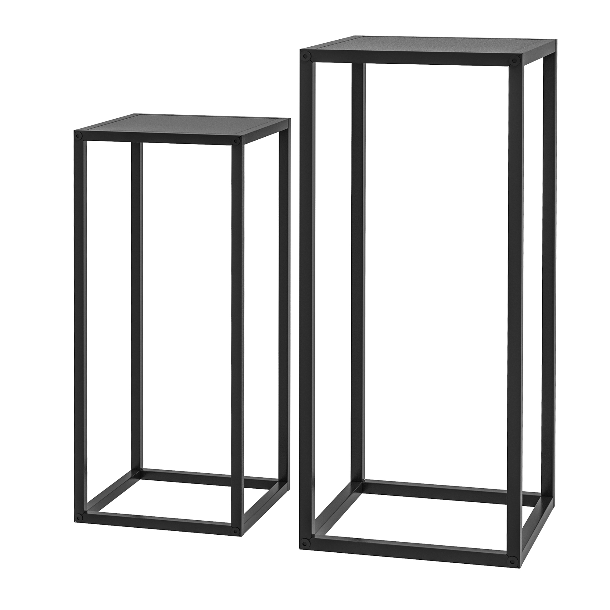 Blumenständer, 2er-Set, Skandinavisches Design, Metallrahmen, 58,5/65cm Höhe, Schwarz