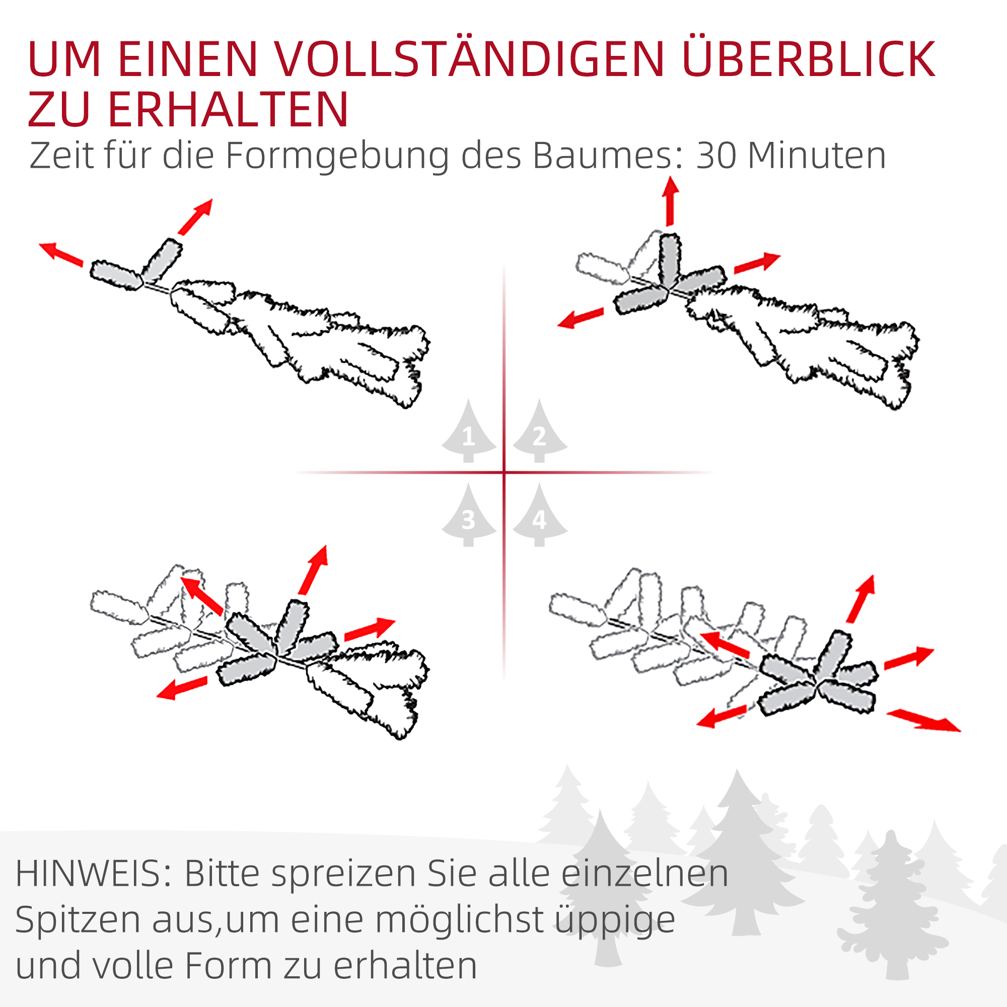 Künstlicher Weihnachtsbaum 180 cm Kieferbaum künstlich mit 795 Spitzen, klappbar Füße Stahlrahmen