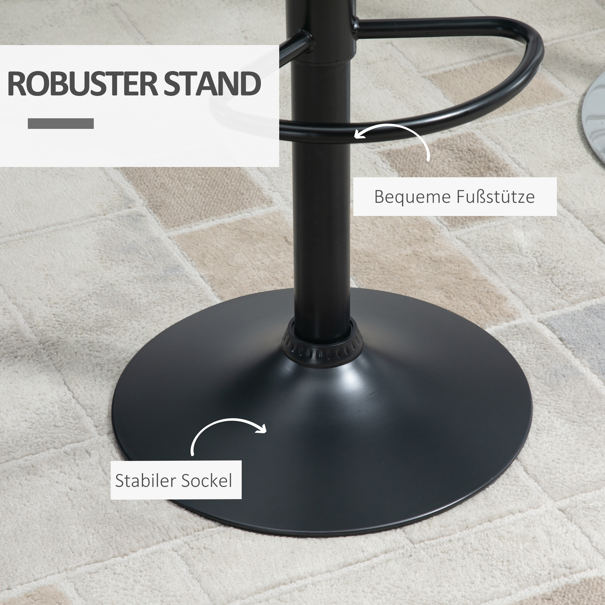 2-er-Set Barhocker Retrodesign 47 cm x 51,5 cm x 89-109 cm Schwarz