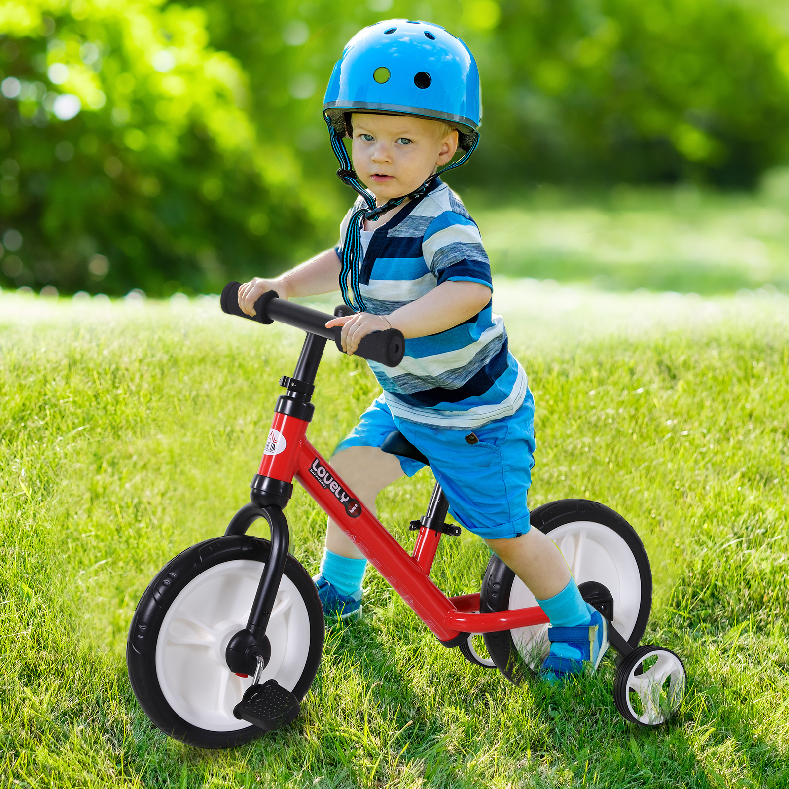 Kinder Laufrad ab 2-5 Jahre Lauflernrad mit Stützrädern, Pedalen, Höhenverstellbarem Sitz, Spielzeug Balance Bike für Kleinkinder Erste Geburtstag Geschenk, Rot