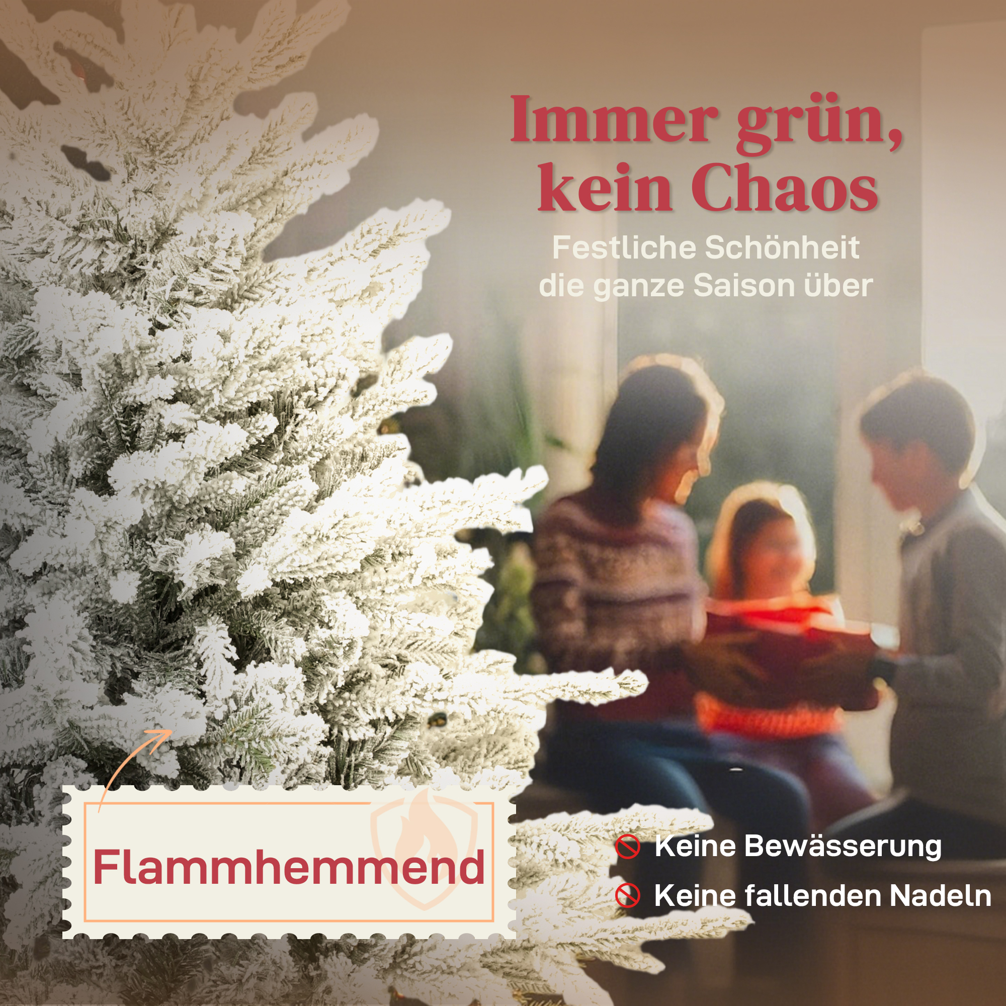Künstlicher Weihnachtsbaum, 150cm Christbaum mit Schnee, 1162 Zweigen, klappbarem Metallständer