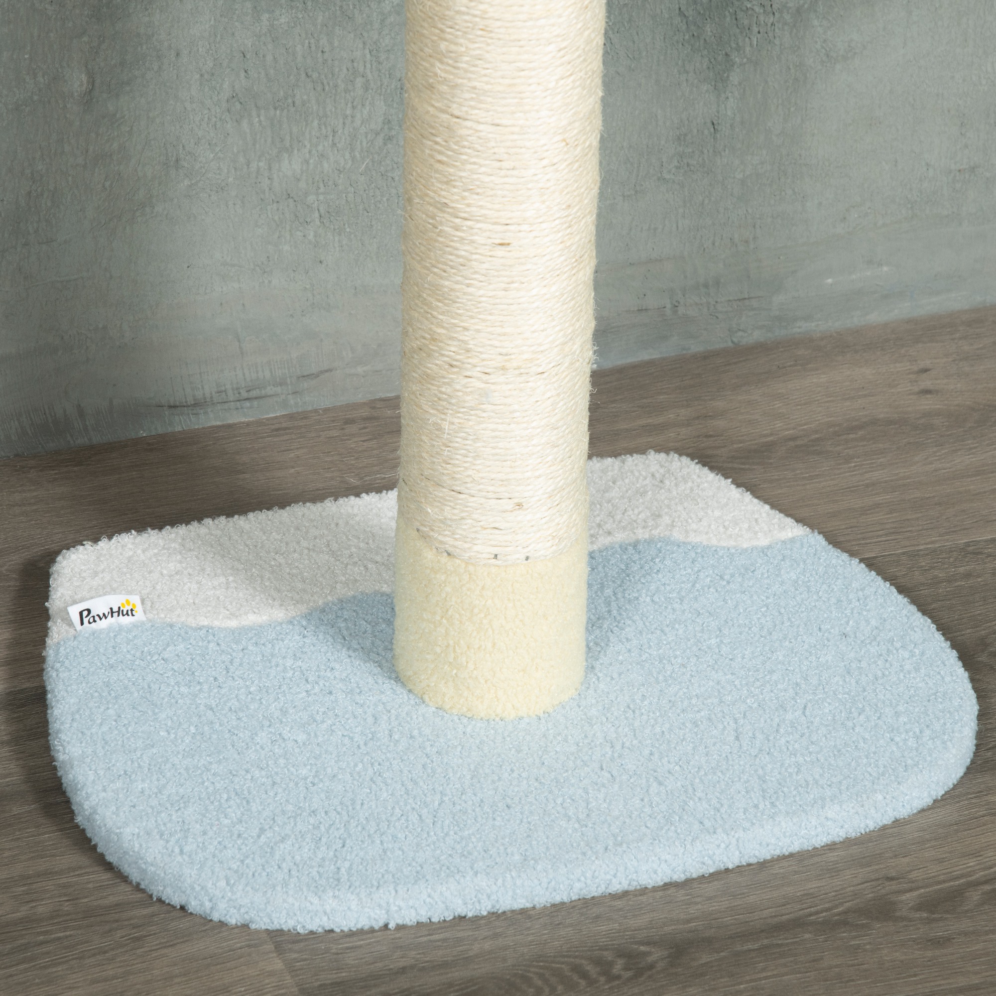 Höhenverstellbarer Kratzbaum, Anti-Rutsch, Sisalseil-Pfosten, 220-260H x 47L x 34W cm, Gelb/Weiß/Blau