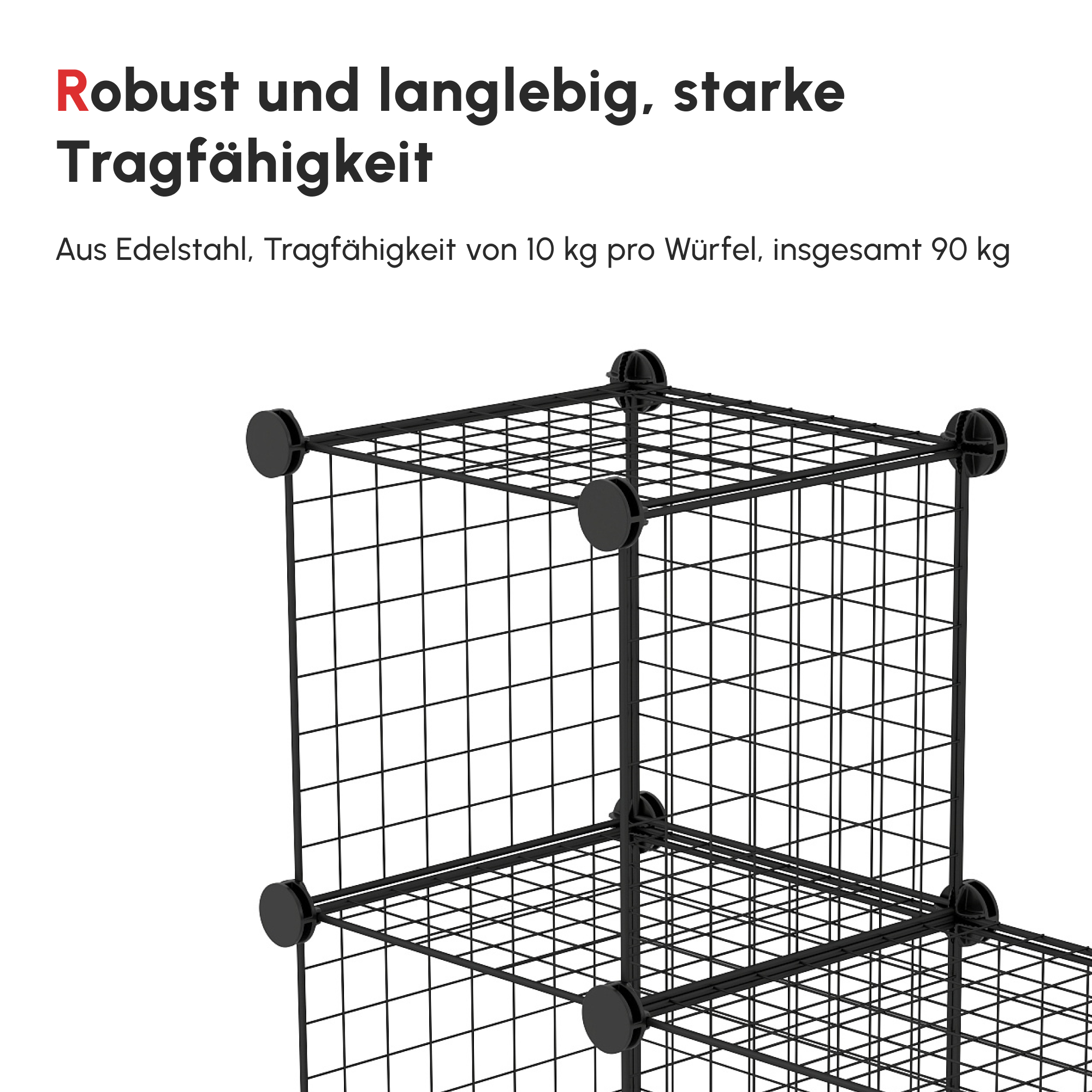 Steckregal, Würfelregal, Schuhregal, 9 Würfel, modularer Aufbau, Stahl, schwarz, 35 x 35 x 35 cm je Würfel
