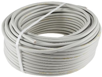 Stromleitung "NYM-J", 50m, isoliert, 3G1,5, grau, Außen-Ø 8,2mm, Ring