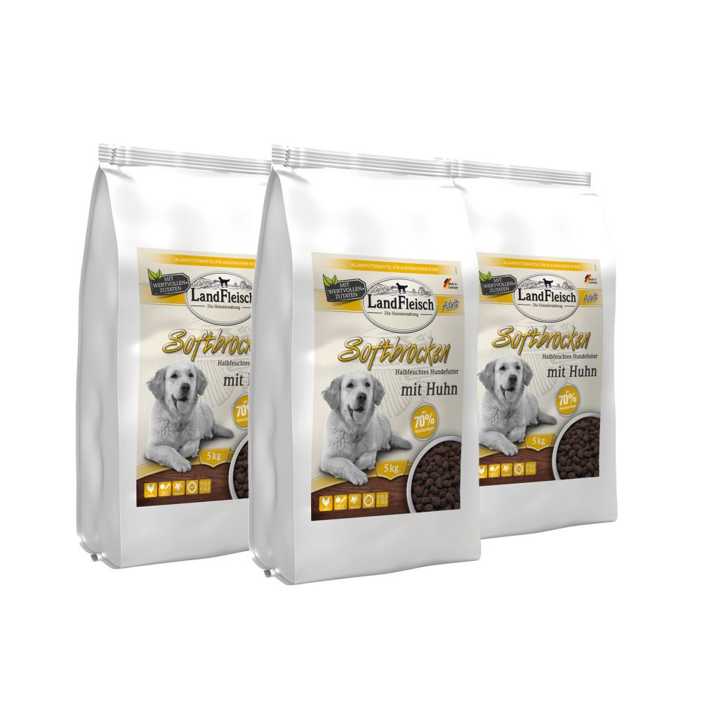 Landfleisch Softbrocken mit Huhn - 3 x 5 kg
