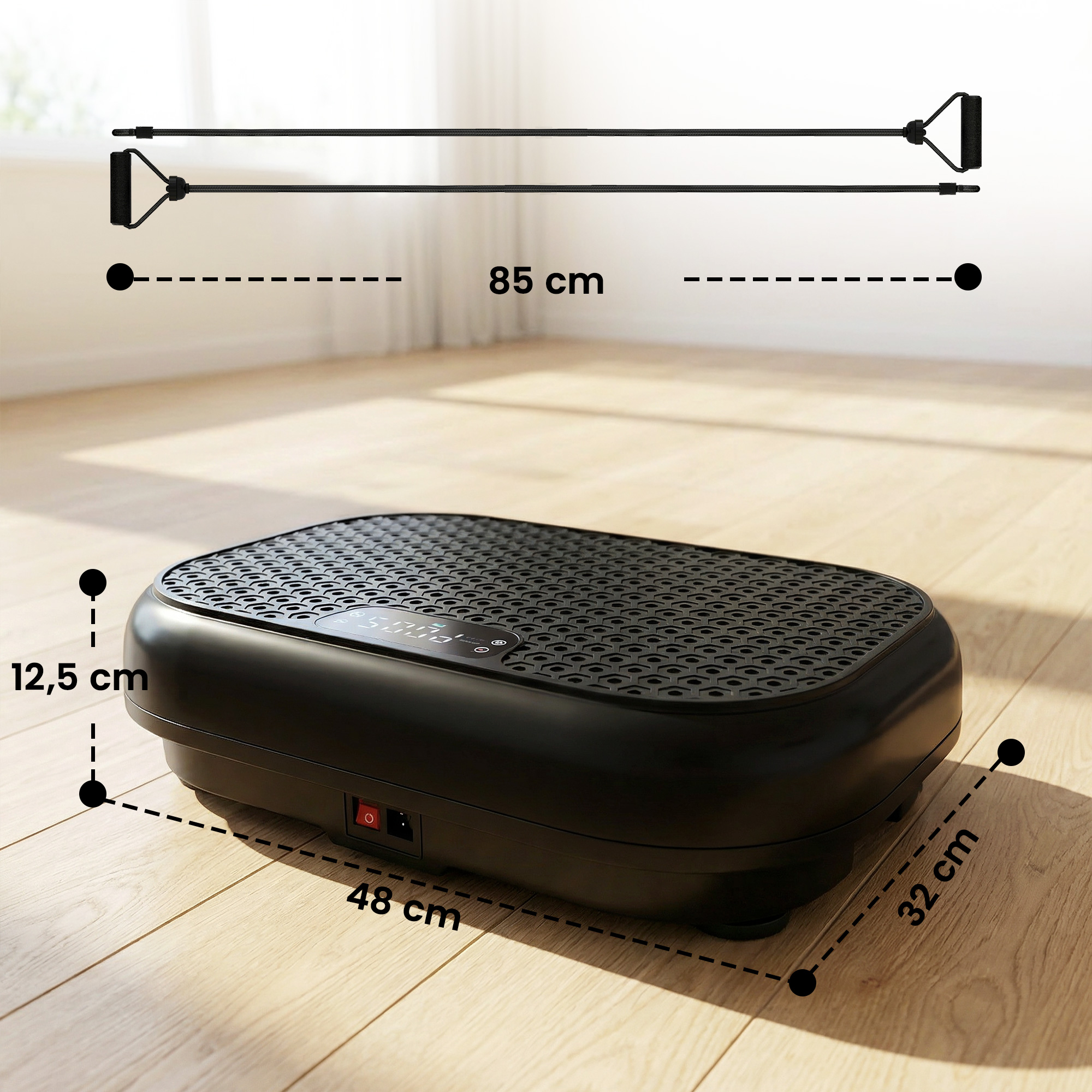 Vibrationsplatte Rüttelplatte mit 120 Intensitätsstufen 5 Vorprogramm Fernbedienung LED-Display für Muskelaufbau Schwarz