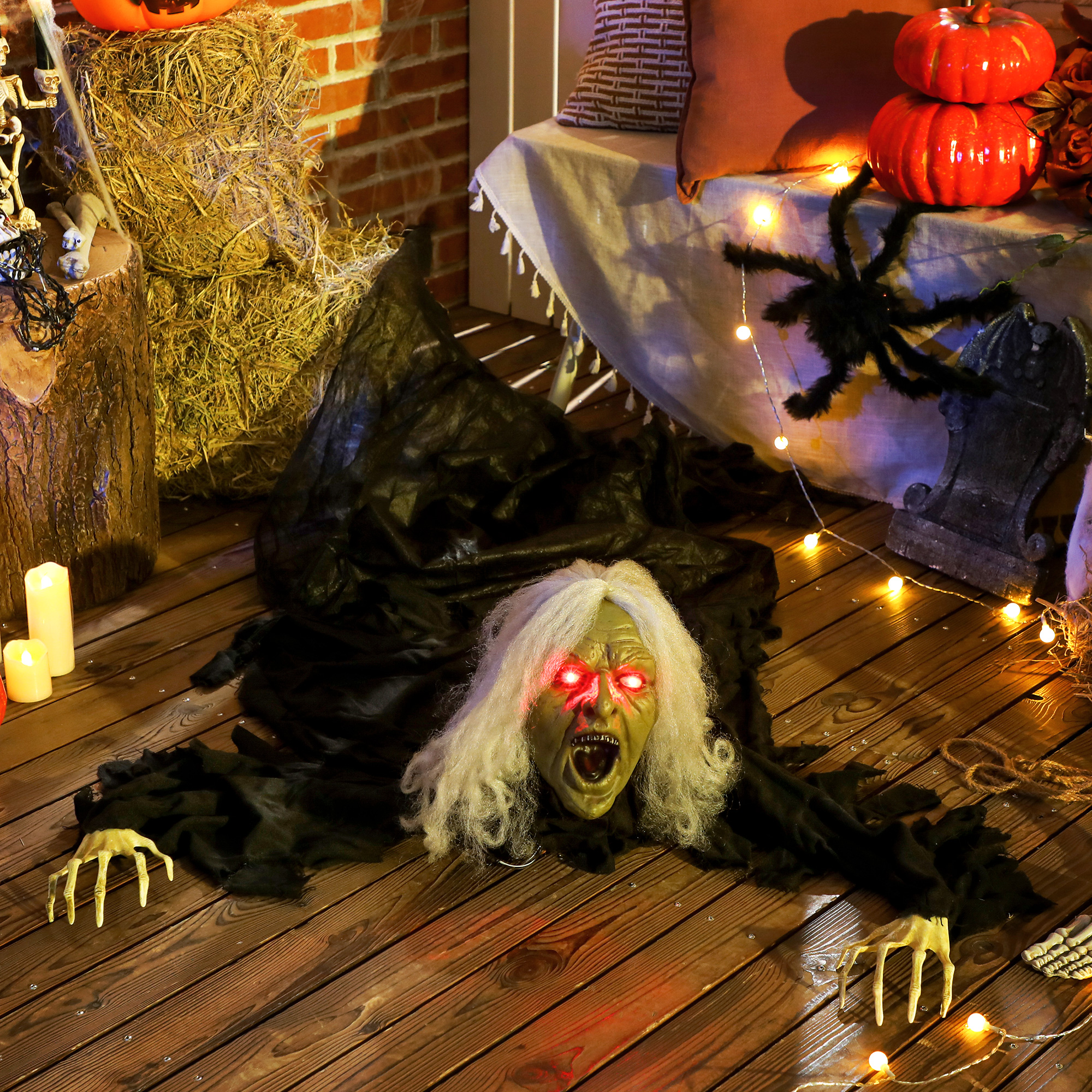 183cm Halloween Dekoration Halloween Zombie-Alte mit LED-Lichter, Soundfunktion, für Party