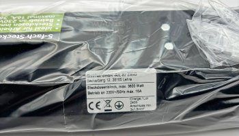 5-fach Steckdosenblock, schwarz, 250V~/ 16A, Aufbaumontage