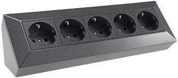 5-fach Steckdosenblock, anthrazit, 250V~/ 16A, Aufbaumontage 5-fach Steckdosenblock, anthrazit, 250V~/ 16A, Aufbaumontage