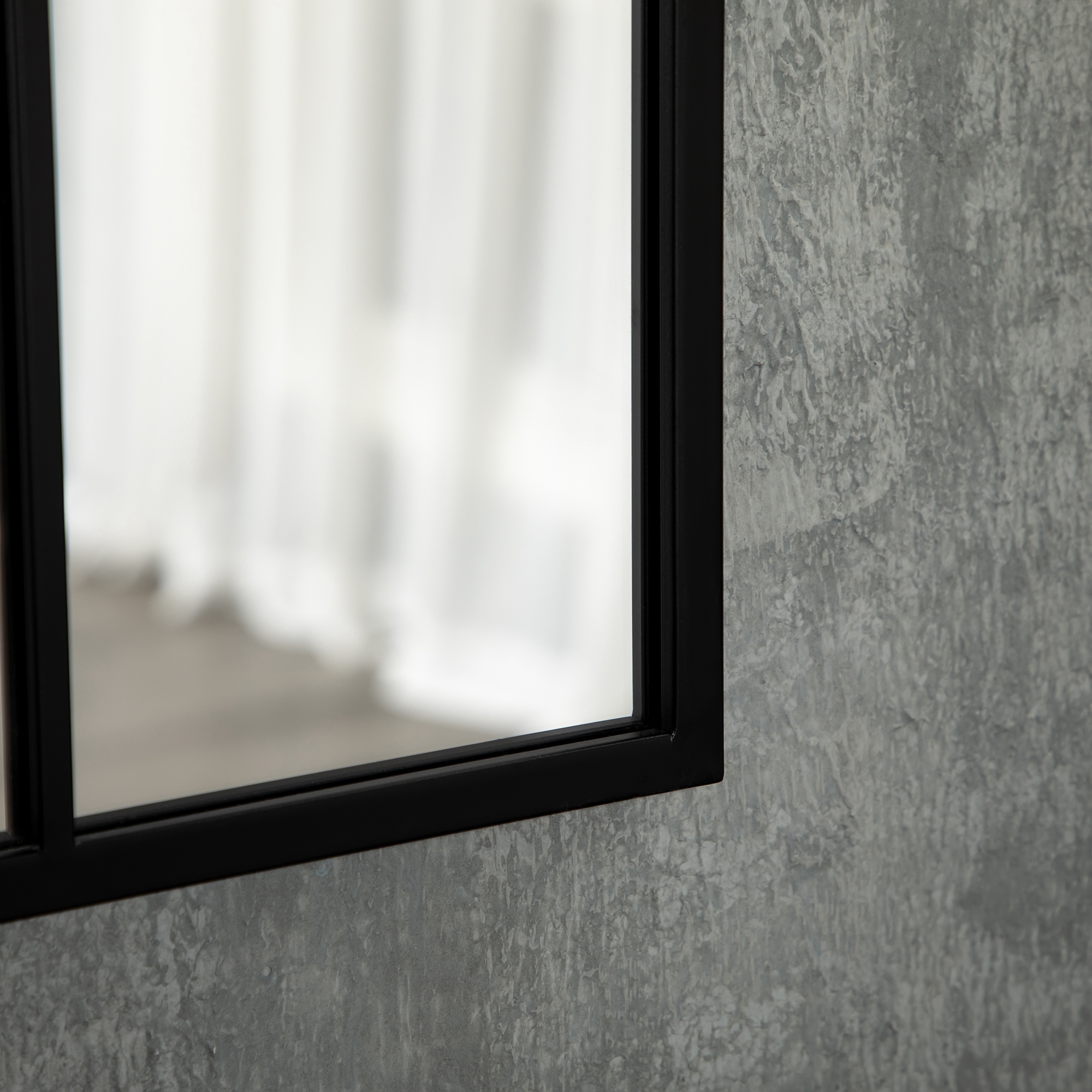 Wandspiegel, Fenster-Design, Flurspiegel, Metallrahmen, 70x50 cm, Schwarz