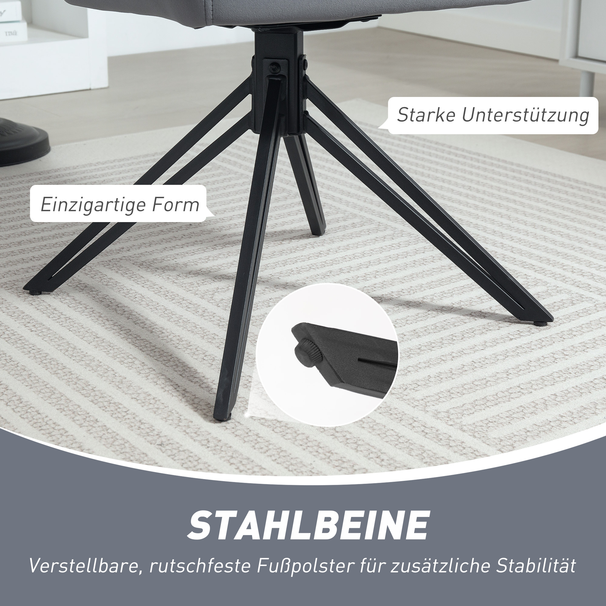 Akzentstuhl im Retro-Design Samtoptik 58 cm x 60,5 cm x 79 cm Stahl Grau