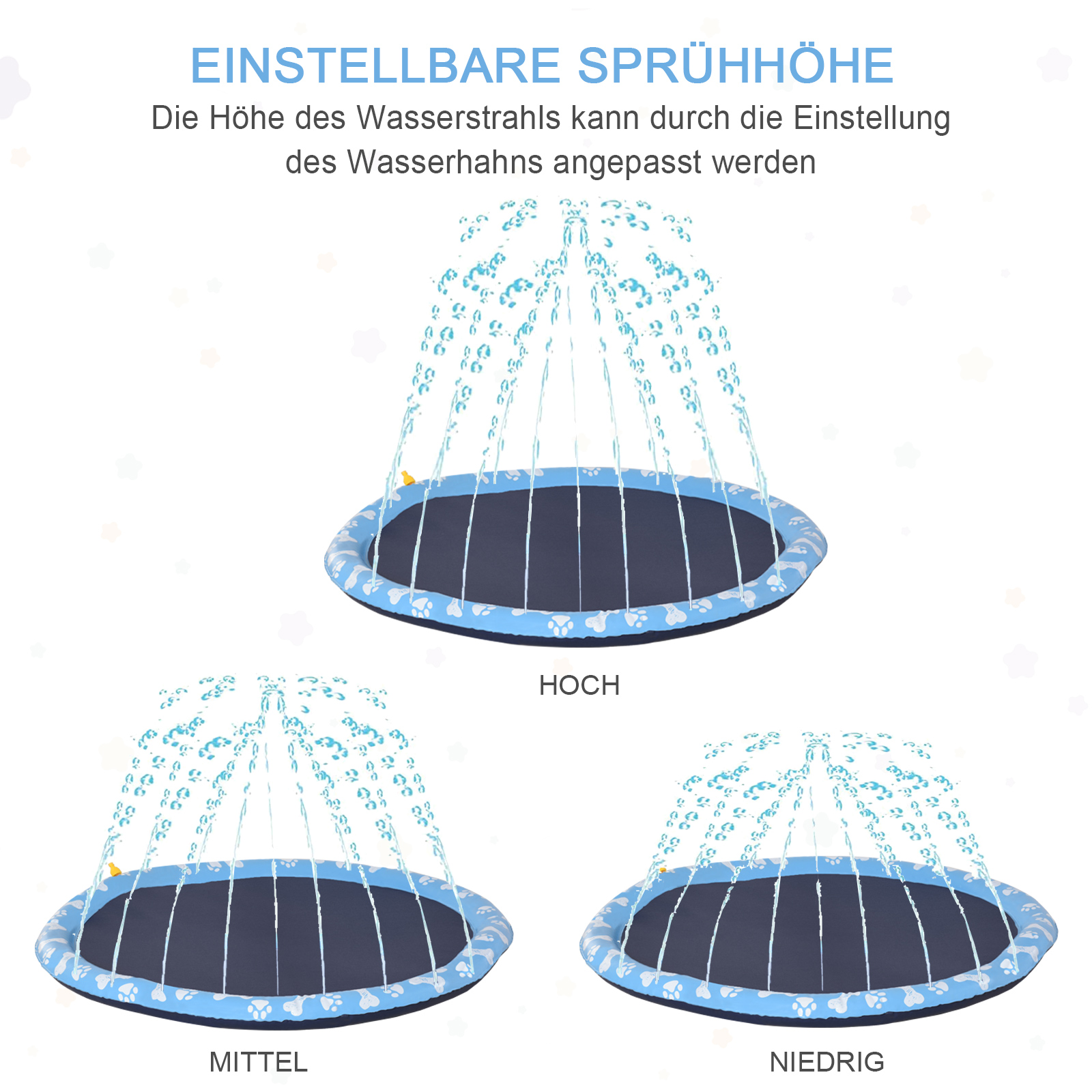 Hundepool, Planschbecken, mit Wasserdüse, rund, rutschfest, blau, Ø150 cm
